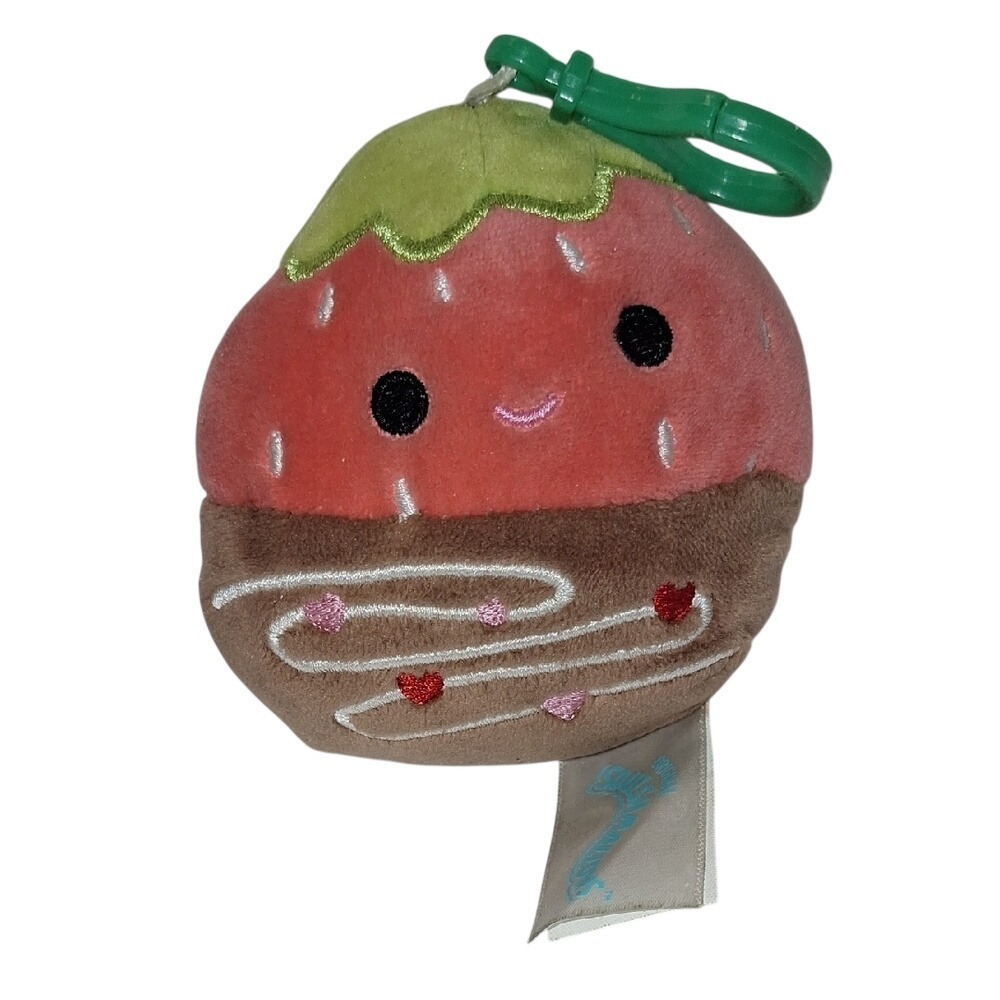 Squishmallows Scarlet Chocolate Covered Strawberry 3.5" Valentine Squad‎ Clip On